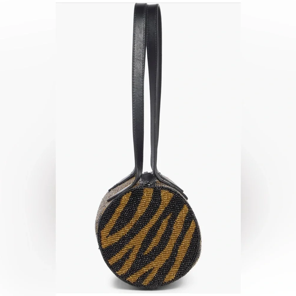 NWT & Dustbag REFORMATION CYLINDER BEADED SHOULDER BAG in black/bronze - Picture 7 of 11